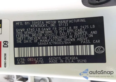 2024 Lexus Es 300H F Sport Handling from USA, damaged, VIN 58ABA1C11RU037844
